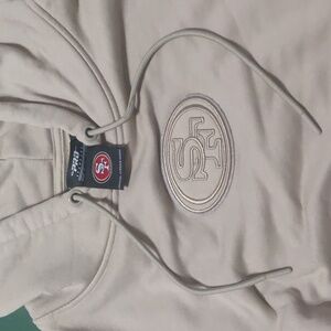 Beige Logo Cropped Hoodie